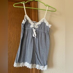 Striped Lace Trim Flowy Cami Top